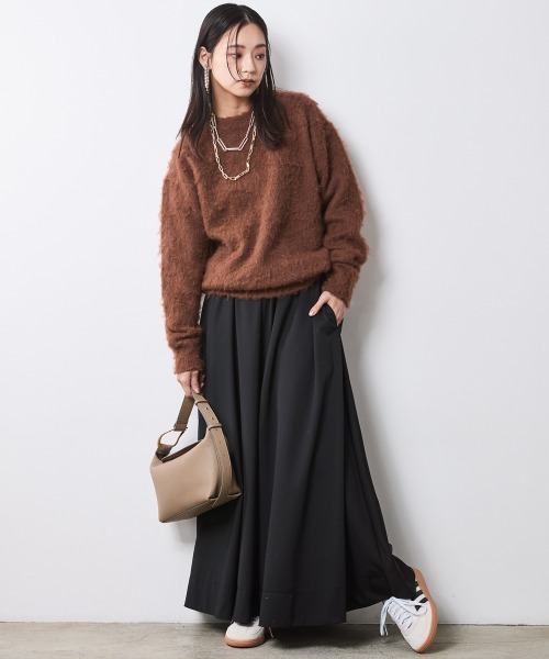 「CHIC STYLE」 ロングスカート LL ブラック レディース_画像8