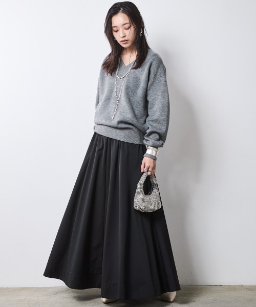 「CHIC STYLE」 ロングスカート LL ブラック レディース_画像9