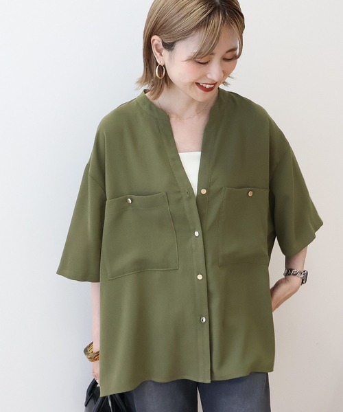 ブラウス シャツ back open cut sheer shirt /バックオープンカット