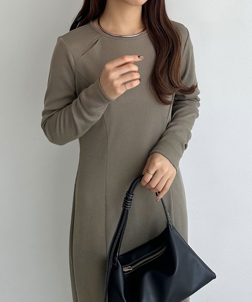 「callautia」 長袖ワンピース LARGE グレイッシュベージュ レディース_画像6