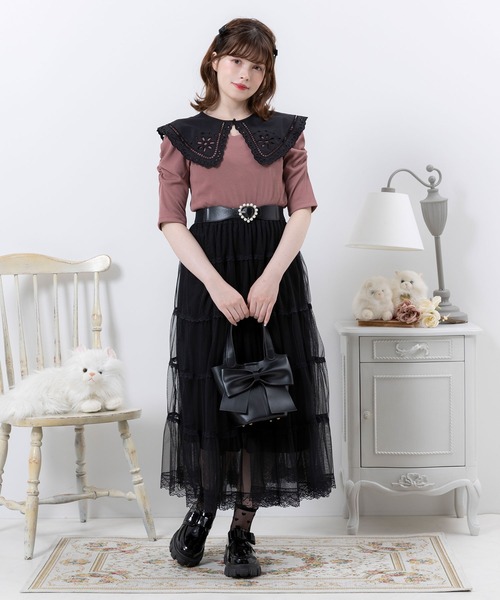 「DearMyLoveRose」 半袖カットソー MEDIUM ブラック レディース_画像7