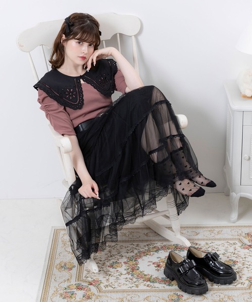 「DearMyLoveRose」 半袖カットソー MEDIUM ブラック レディース_画像9
