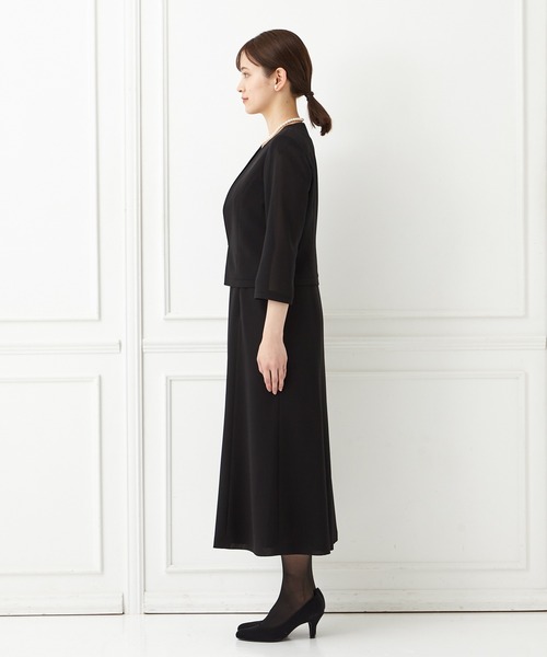 「AIMER」 7分袖ワンピース 9号 ブラック レディース_画像4