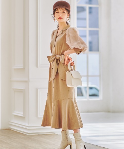 「WILLSELECTION」 シャツワンピース MEDIUM ブラウン レディース_画像4