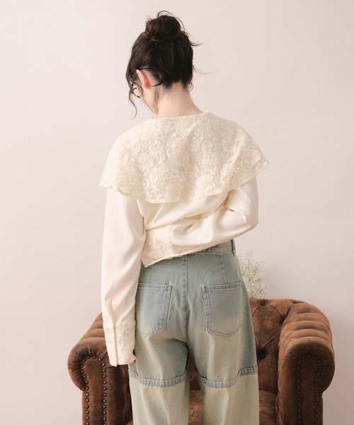 loin nuit ブラウス シャツ spanglelace big collar blouse 