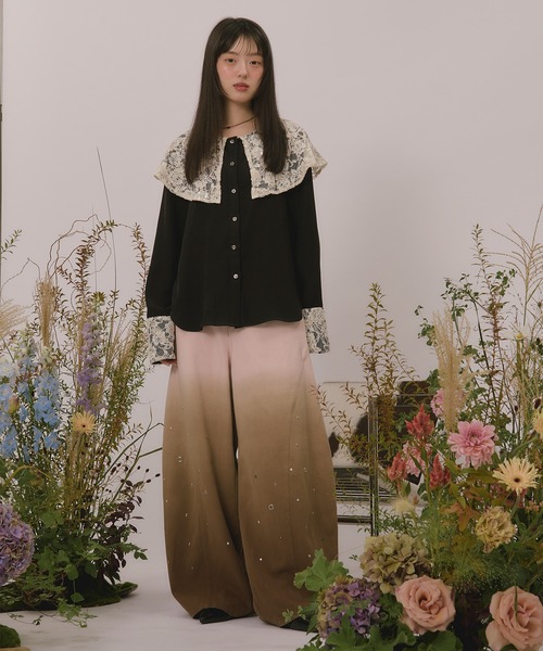 loin nuit ブラウス シャツ spanglelace big collar blouse