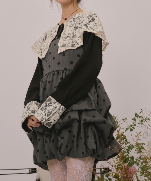 loin nuit ブラウス シャツ spanglelace big collar blouse