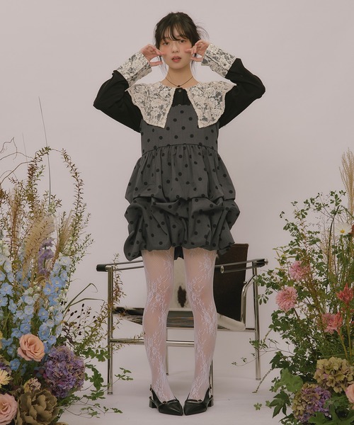 loin nuit ブラウス シャツ spanglelace big collar blouse