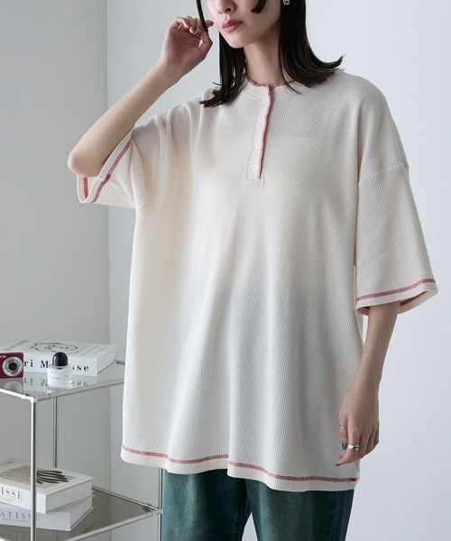 【web限定】【大きいサイズ】 15号(3L) プロバーブステッチエンブロイダリーTシャツ 8oz HEAVY WEIGHT BASIC SIZE HENLEY TEE：8オンス