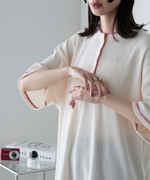 forksy. tシャツ 「forksy.」オーバーサイズワッフルヘンリー