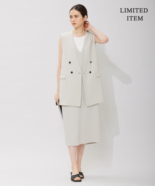 アウター 【WEB限定・洗える】BackSatinGeorgette ノーカラージレ WEB限定 洗える BackSatinGeorgette