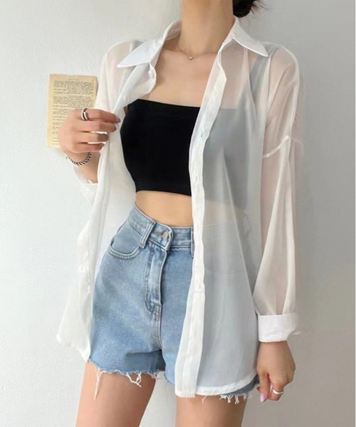ブラウス シャツ バックスリットシアーシャツ レディース : ZOZOTOWN