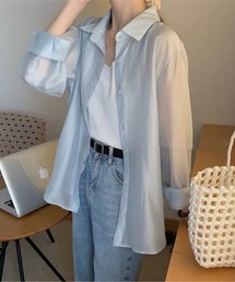 ブラウス シャツ バックスリットシアーシャツ レディース