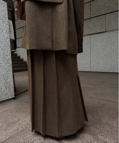 スカート Ameri HERRINGBONE HEM PLEATS SKIRT セール】HERRINGBONE HEM PLEATS SKIRT（スカート）｜Ameri