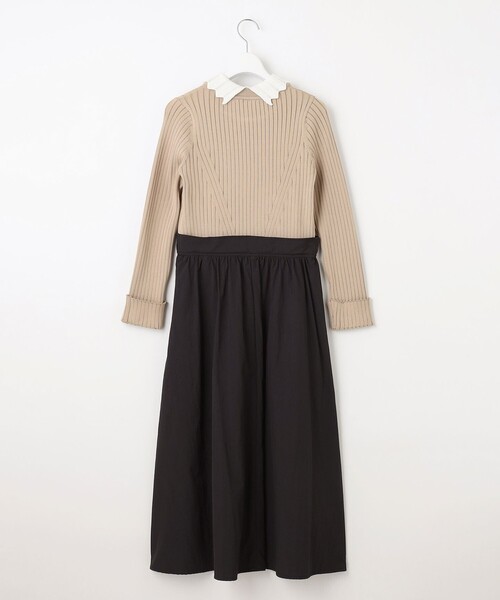 Feroux（フェルゥ） ワンピース 「洗える」バイカラー襟ニット
