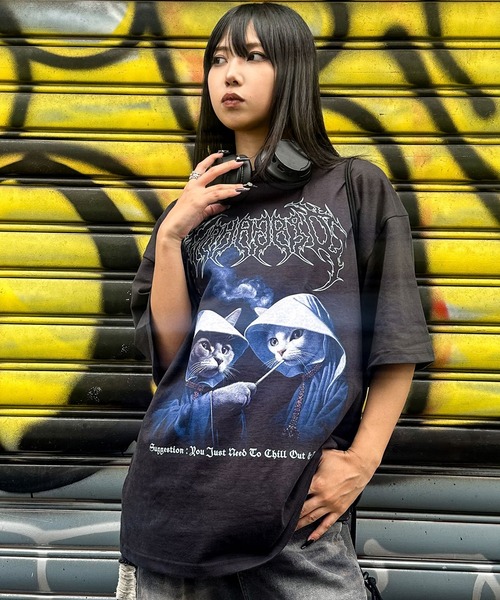 [ MAHAGRID]★24SS★韓国人気★SMOKING TOUR TEE MAHAGRID tシャツ 「mahagrid/マハグリッド」 SMOKING CAT TEE
