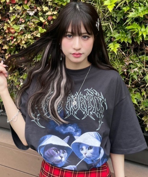tシャツ 「mahagrid/マハグリッド」 SMOKING CAT TEE/スモーキング猫 Tシャツ レディース メンズ mahagrid/マハグリッド』 SMOKING CAT TEE/スモーキング猫 T