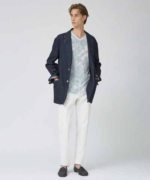 5351 POUR LES HOMMES tシャツ 総柄 ベロア Vネック 長袖 ニット