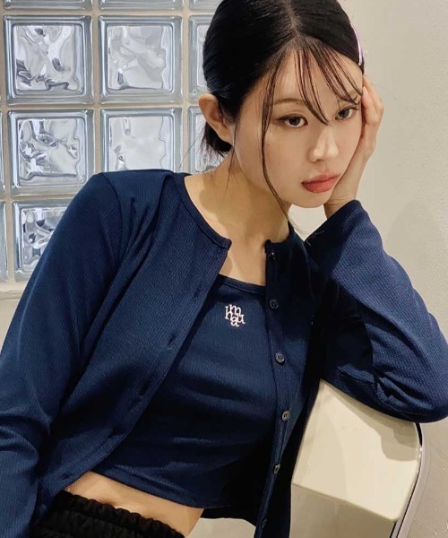 カーディガン A'GEM/9 × .kom 「muah muah/ムーアムーア」 STITCH LOGO JACQUARD KNIT CARDIGAN 64942927b_b_49_500.jpg