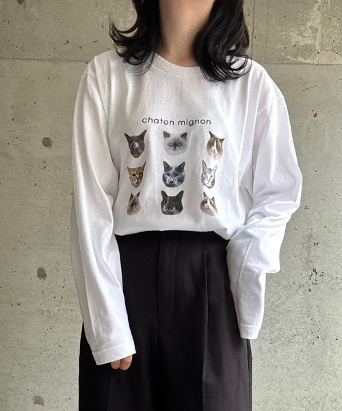 tシャツ ねこいっぱいロングTシャツ レディース : ZOZOTOWN Yahoo!店