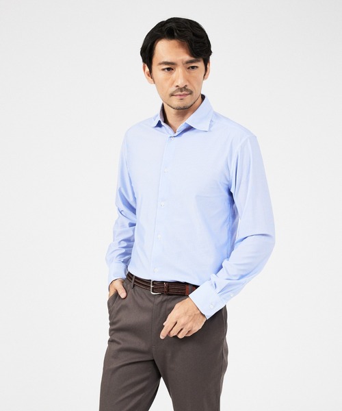 ABAHOUSE GRAY シャツ 「ON/OFF兼用」トリコット ストライプ 長袖