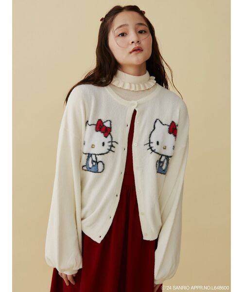カーディガン 「ハローキティコラボ」ニットカーデイガン レディース