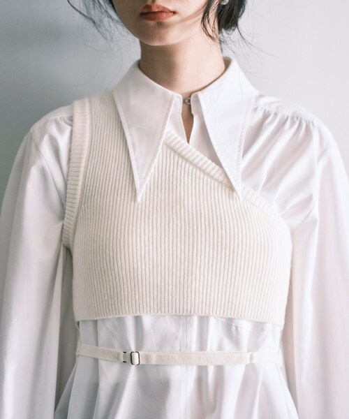 ニット セーター asymmetry knit vest レディース