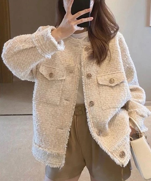 ANOTHER S」 ツイードジャケット FREE アイボリー レディース