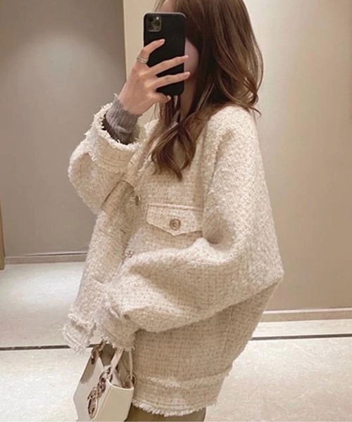 ANOTHER S」 ツイードジャケット FREE アイボリー レディース