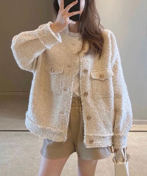 ANOTHER S」 ツイードジャケット FREE アイボリー レディース