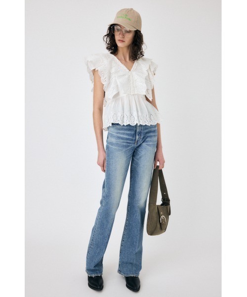 ブラウス シャツ EYELET RUFFLE ブラウス レディース MOUSSY（マウジー）の「EYELET RUFFLE ブラウス（シャツ