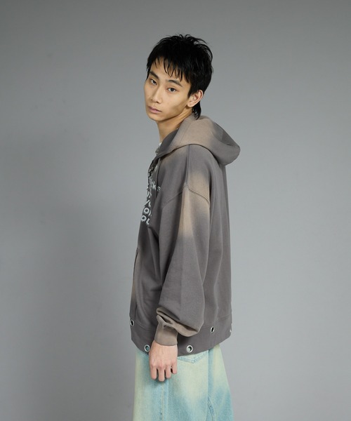 パーカー スプレー加工ハトメジップパーカー メンズ レディース