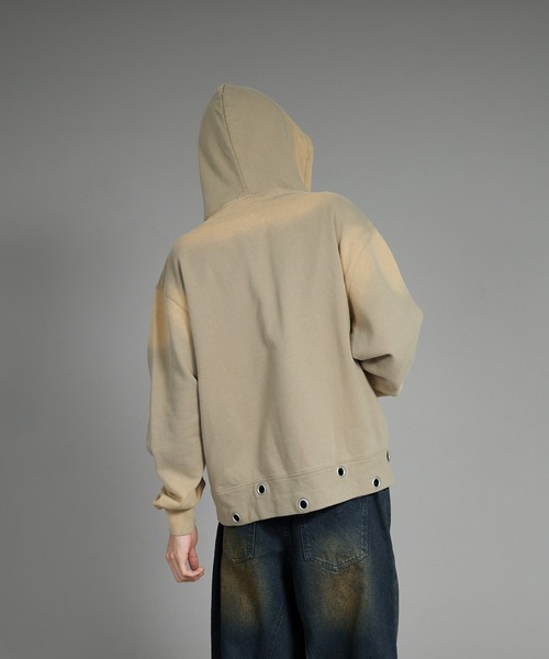 パーカー スプレー加工ハトメジップパーカー メンズ レディース