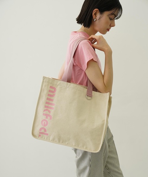 MILKFED. トートバッグ CUT OUT LOGO PIPING TOTE レディース