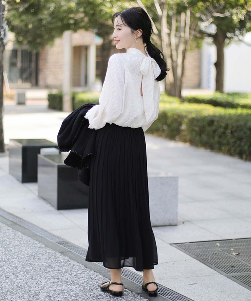 Gready Brilliant サテンラインプリーツスカート Gready Brilliant スカート ジョーゼットプリーツスカート
