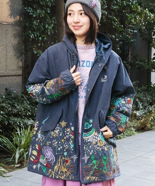 goslowcaravan  コットンナイロンパネル刺繍モッズコート コットン/ナイロン パネル刺繍モッズコート go slow caravan