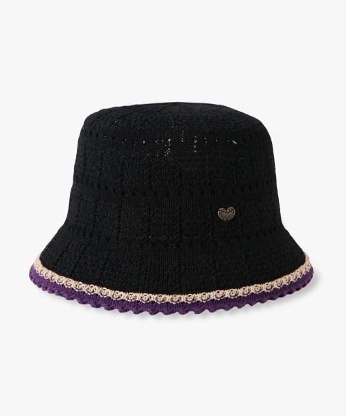 ANNA SUI アナスイ グログランクロッシェハット パープル ANNA SUI（アナ スイ）コード付きバブーシュカ風クロッシェ