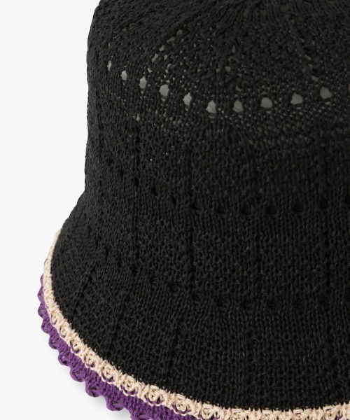 アナスイ　ワッフル風ニットクロッシェハット　ブラック ANNA SUI（アナ スイ）】ワッフル風ニットクロッシェハット