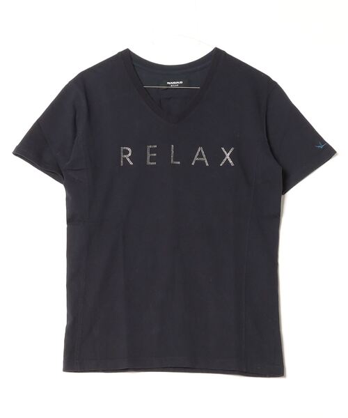 1 piu uguale 3 「1 3」 半袖Tシャツ L ネイビー メンズ