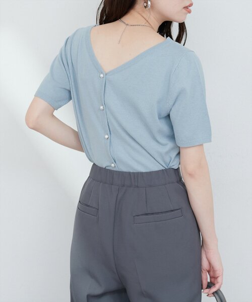 ニット セーター 2wayエッセンシャルニット レディース natural couture ニット セーター 花刺繍ネック+Vネック2WAY
