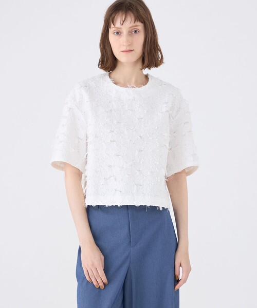 MACPHEE ブラウス シャツ フラワーカットジャカード Tブラウス