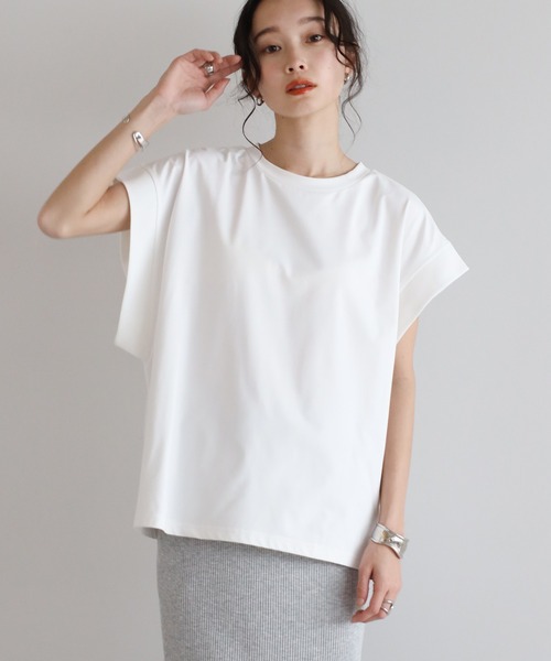 美品MORABITO BlancフレンチスリーブサイドギャザーカットソーTシャツ 美品MORABITO BlancフレンチスリーブサイドギャザーカットソーT