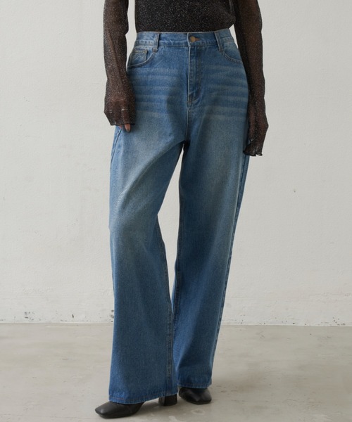 [Aunt Marie's] обработка Denim брюки M голубой женский 