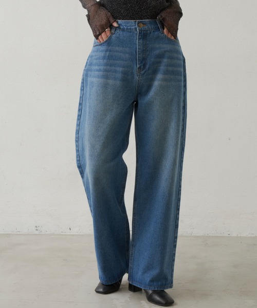 [Aunt Marie's] обработка Denim брюки M голубой женский 
