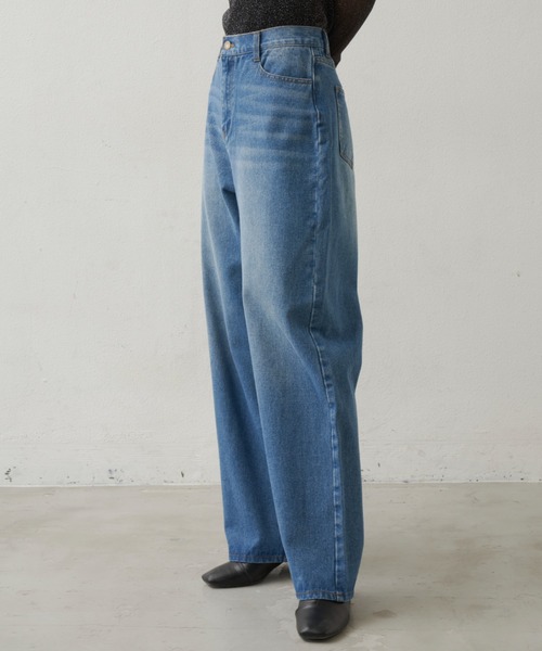 [Aunt Marie's] обработка Denim брюки M голубой женский 