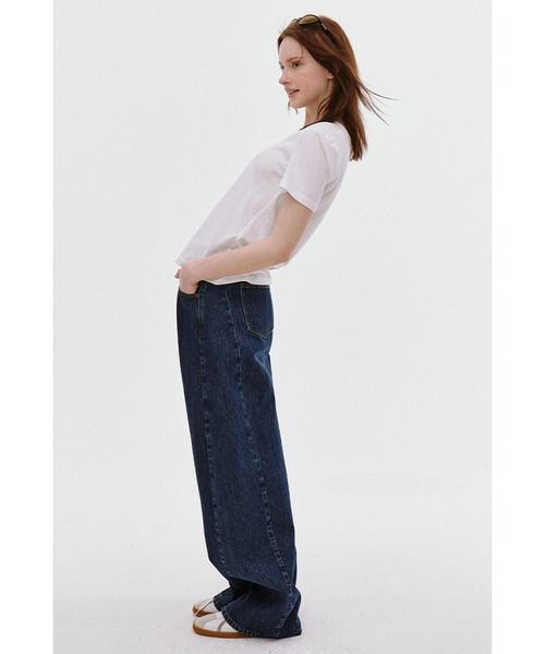 ジーンズ デニム デニムパンツ ハイウエスト サイドシーム カーブ