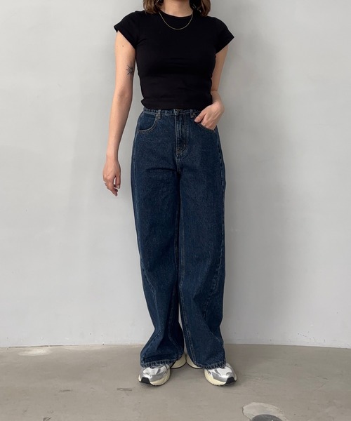 【完売品】Fano Studios ワイドカーブパンツ 調節可能ウエスト ワイドパンツ ジーンズ デニム デニムパンツ ハイウエスト サイド