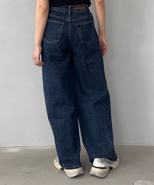 ワイドパンツ ジーンズ デニム デニムパンツ ハイウエスト サイド