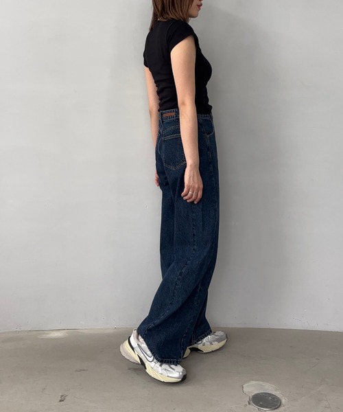 ジーンズ デニム デニムパンツ ハイウエスト サイドシーム カーブ