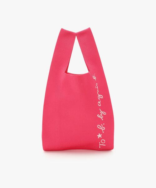 To b. by agnes ハンドバッグ ニット ロゴトートバッグ : ZOZOTOWN
